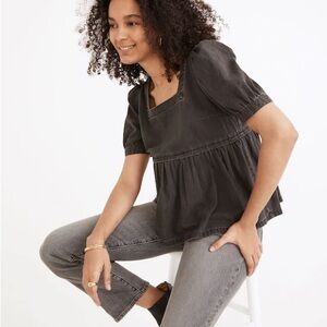Madewell Denim Babydoll Top in Lunar Wash